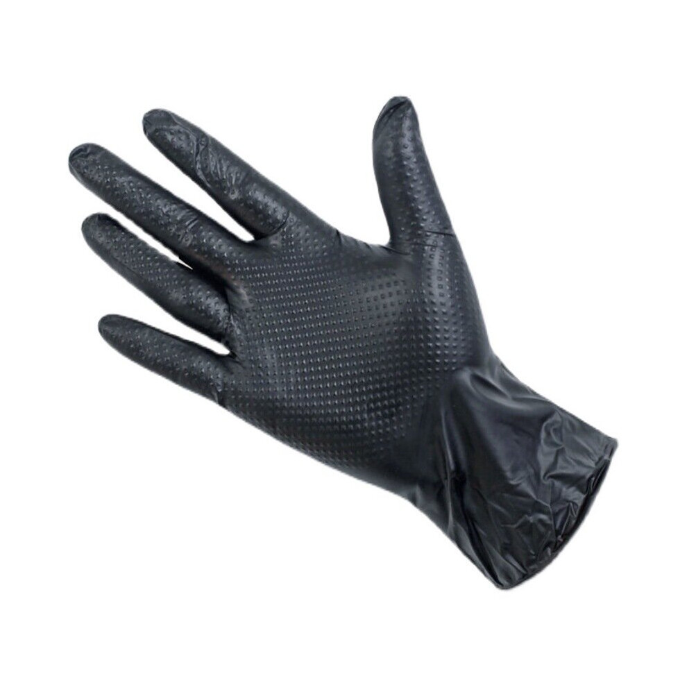 (Black 50Pcs Yellow-L) Gloves Nitrile Extra Strong 6Mil 8Mil 50Pcs Orange Diamond Pattern Safety Work Gloves Synthetic Nitrile Gloves Powder 885658119362