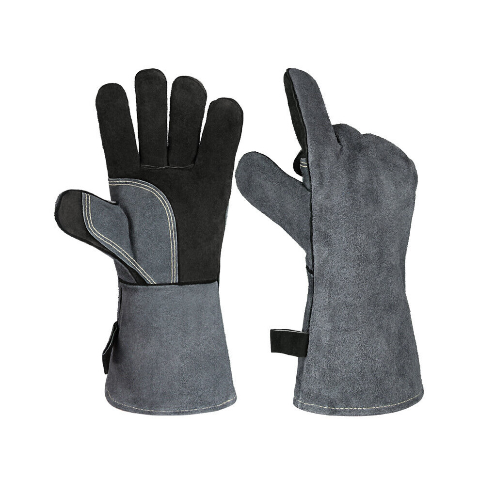 500? Heat Resistant Grill Bbq Gloves Leather Forge Welding Glove With Long Sleeve Microwave Clothing Accessories Gloves 885658115937