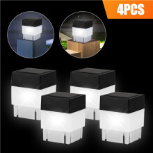 (Cool White, 4 PCS) Solar Post Light 2x2" Waterproof LED Outdoor Garden Street Fence Cap Lamp