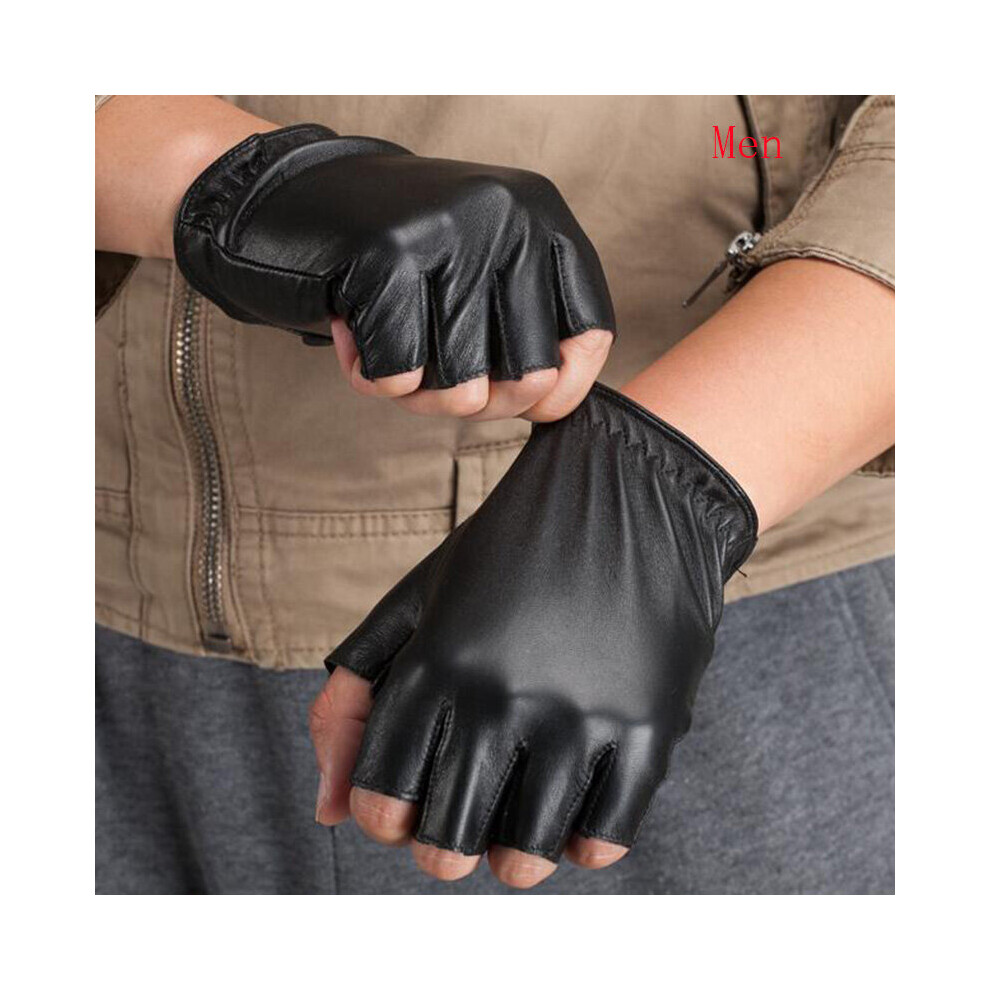 (Men Black White-Xl) High Unisex Women Men Half Finger Leather Motocycle Fingerless Luvas Tactical Sheepskin Gloves S75 Black,Multicoloured 885658155902