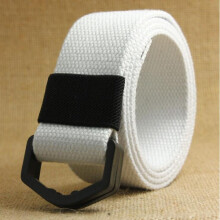 (white-130cm) Mens & Womens Canvas Belt D Plastic Buckl eanti allergy Belts Unisex Fabric Webbing Waistband Waist Belt