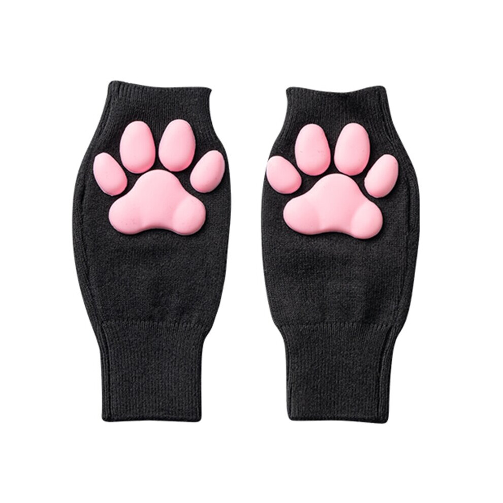 Unisex Black Silicone Toes Paw Mittens With Thumb Hole Halloween Cosplay Claw Gloves Item