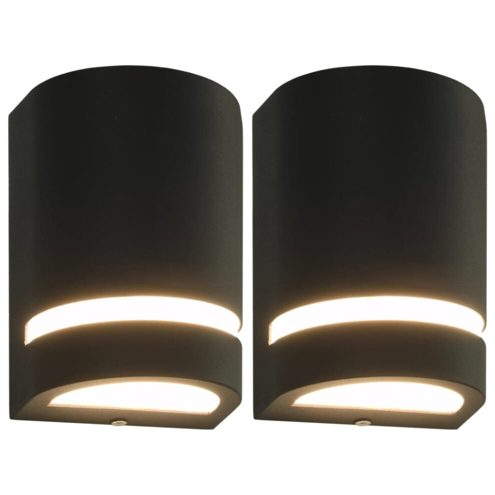 vidaXL 2x Outdoor Wall Lights 35W Black Half-round Garden Patio Lighting Lamp