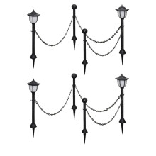 vidaXL 4x Solar Lights with Chain Fence and Poles LED Outdoor Garden Lighting