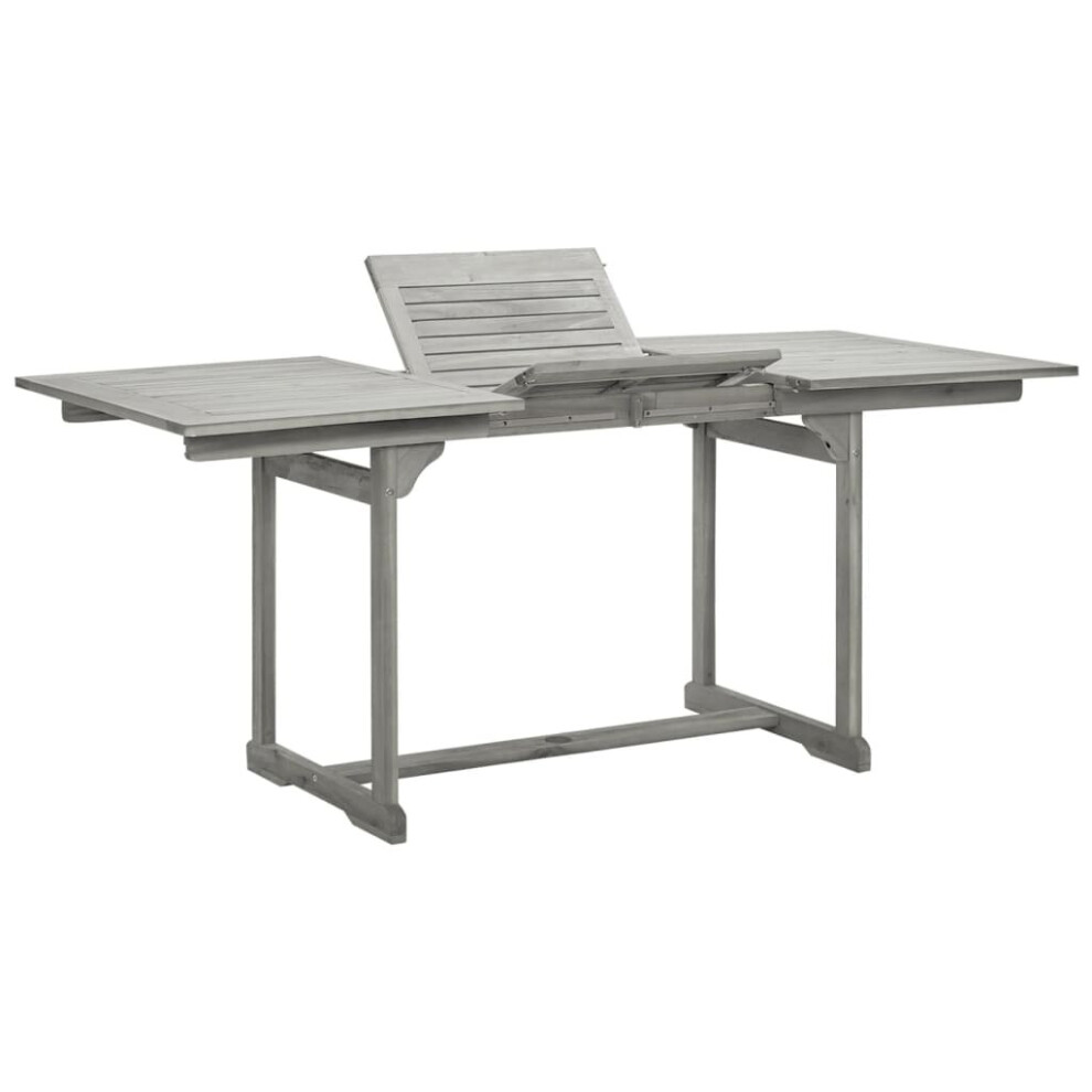 Vidaxl Solid Acacia Wood Garden Dining Table Patio Extendable Dinner Table Grey