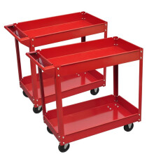 vidaXL 2x Workshop Tool Trolley 100 kg 2 Shelves Garage Transport Carrier Cart