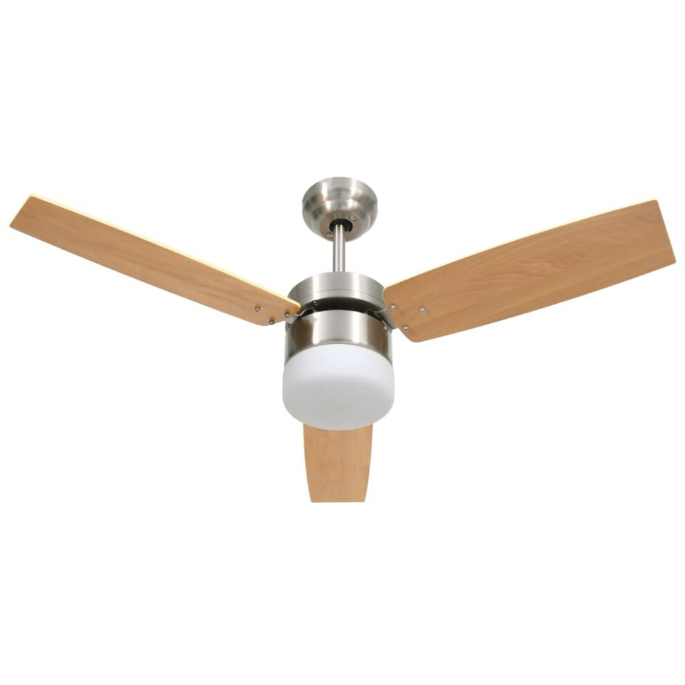 vidaXL Ceiling Fan with Light and Remote Control Light Brown Summer Ventilator