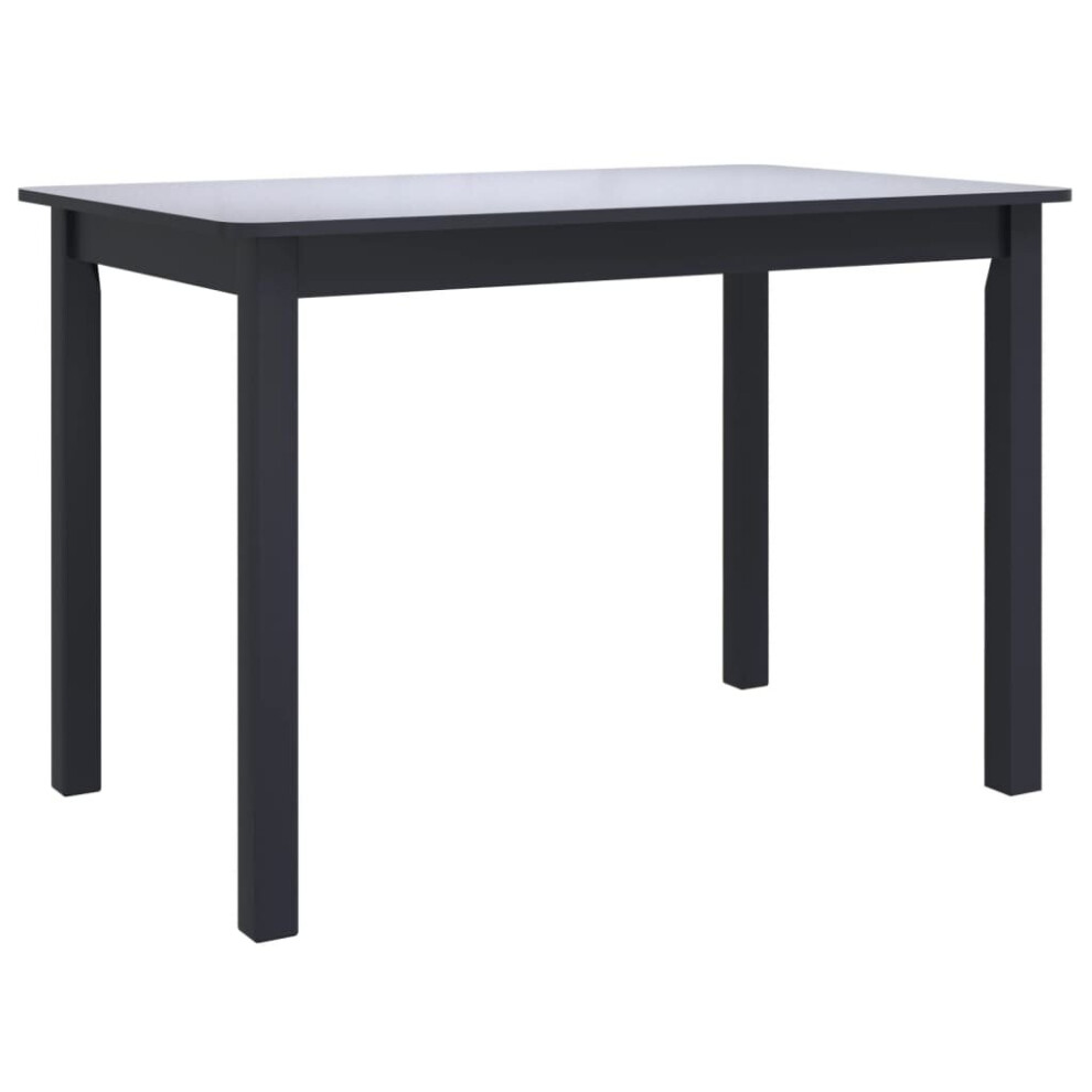 vidaXL Solid Rubber Wood Dining Table Classic Black 114x71x75cm Kitchen Table
