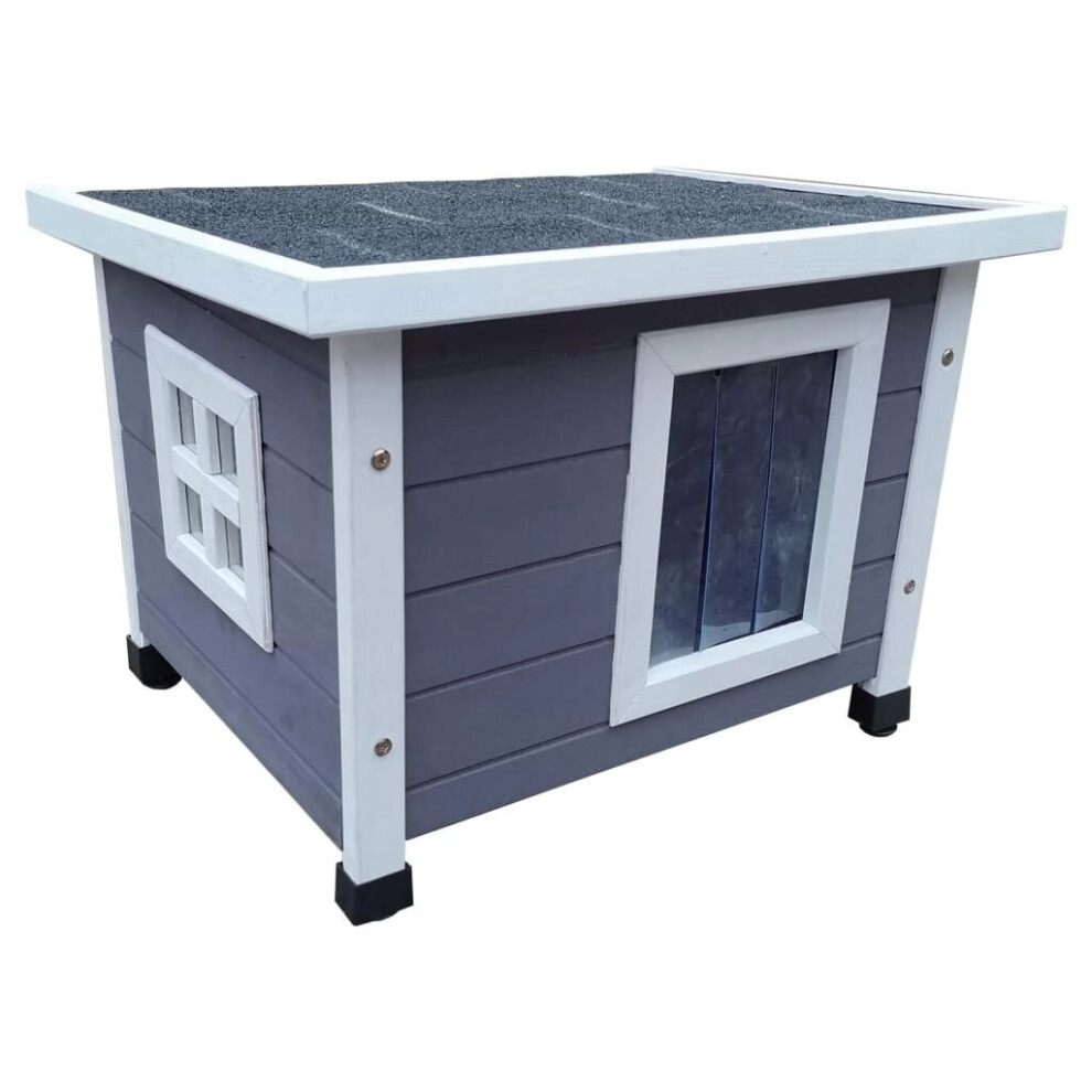 @Pet Outdoor Cat House 57x45x43 cm Wood Grey and White Animal House Kennel