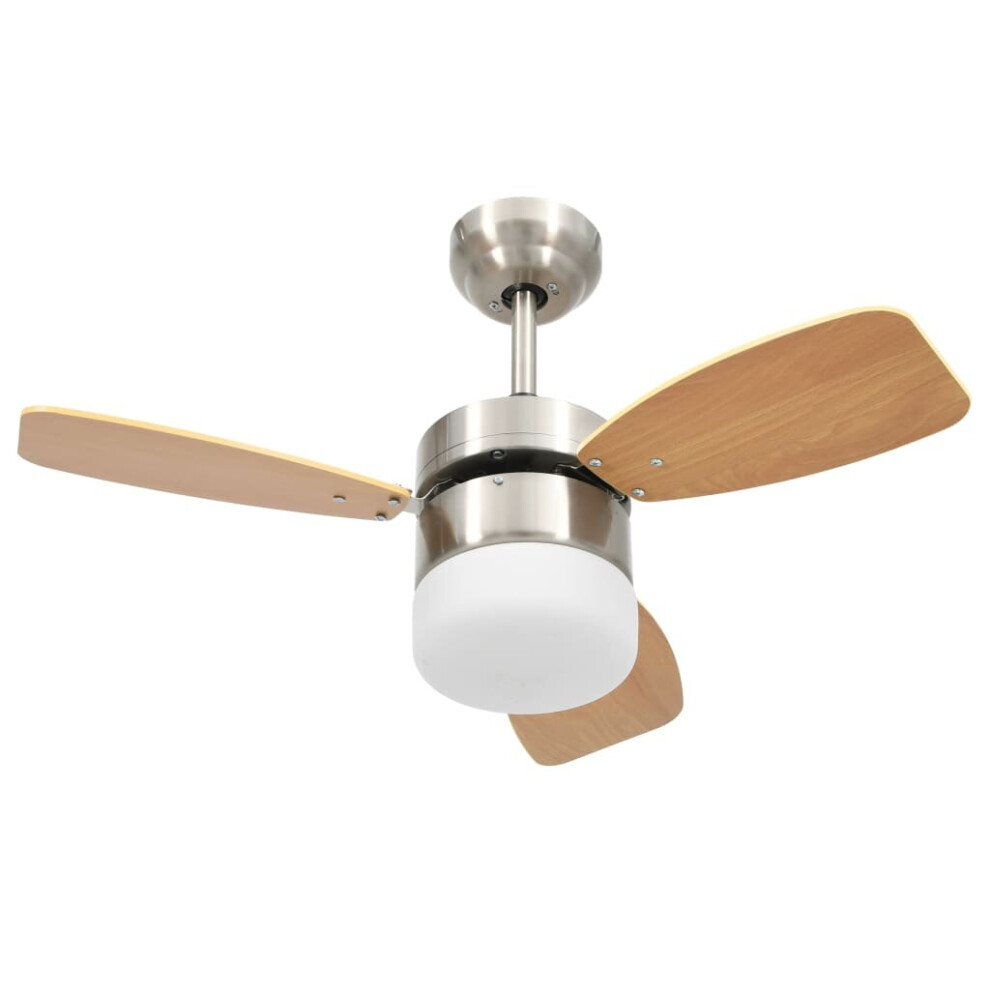 vidaXL Ceiling Fan with Light and Remote Control Light Brown Ventilator Summer