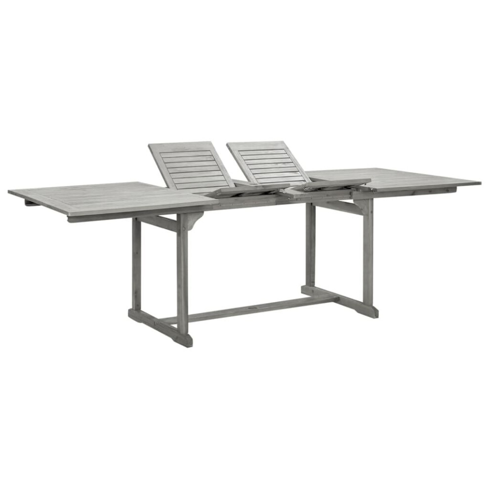 Vidaxl Solid Acacia Wood Garden Dining Table Patio Extendable Dinner Table Grey