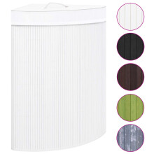 vidaXL Bamboo Corner Laundry Basket White 60L Washing Clothes Storage Hamper