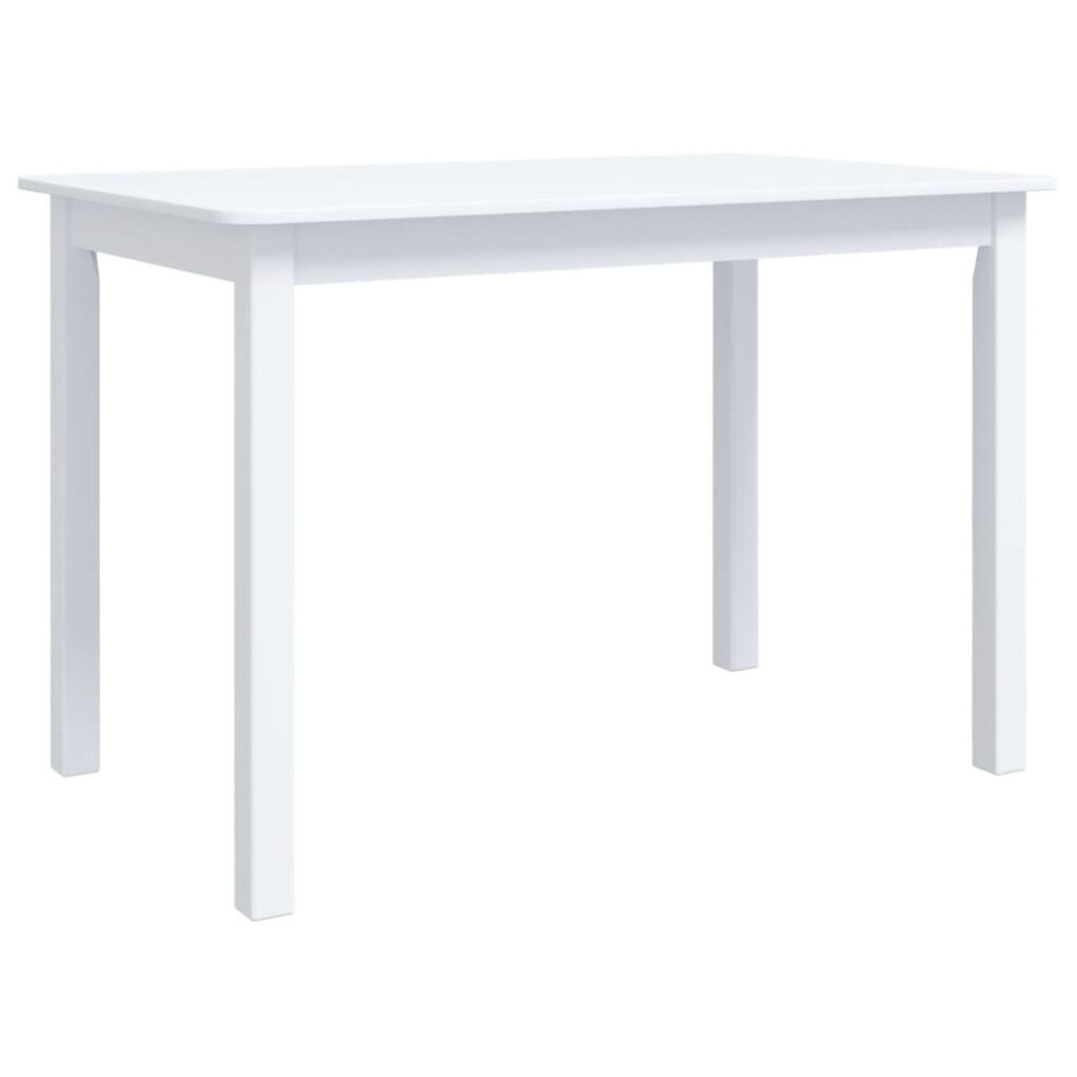 vidaXL Solid Rubber Wood Dining Table Classic White 114x71x75cm Kitchen Table