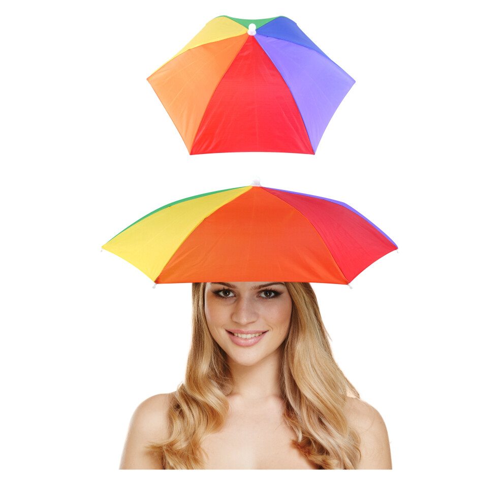 (Adult Rainbow Umbrella Hat) GAY PRIDE FANCY DRESS ACCESSORY RAINBOW HATS MAKS LGBT PARADE PARTY