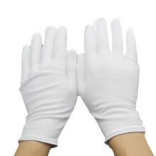 (White-L) 1 Pairs Full Finger Men Women Etiquette Cotton Gloves Waiters/Drivers/Jewelry/Workers Mittens Sweat Absorption Gloves