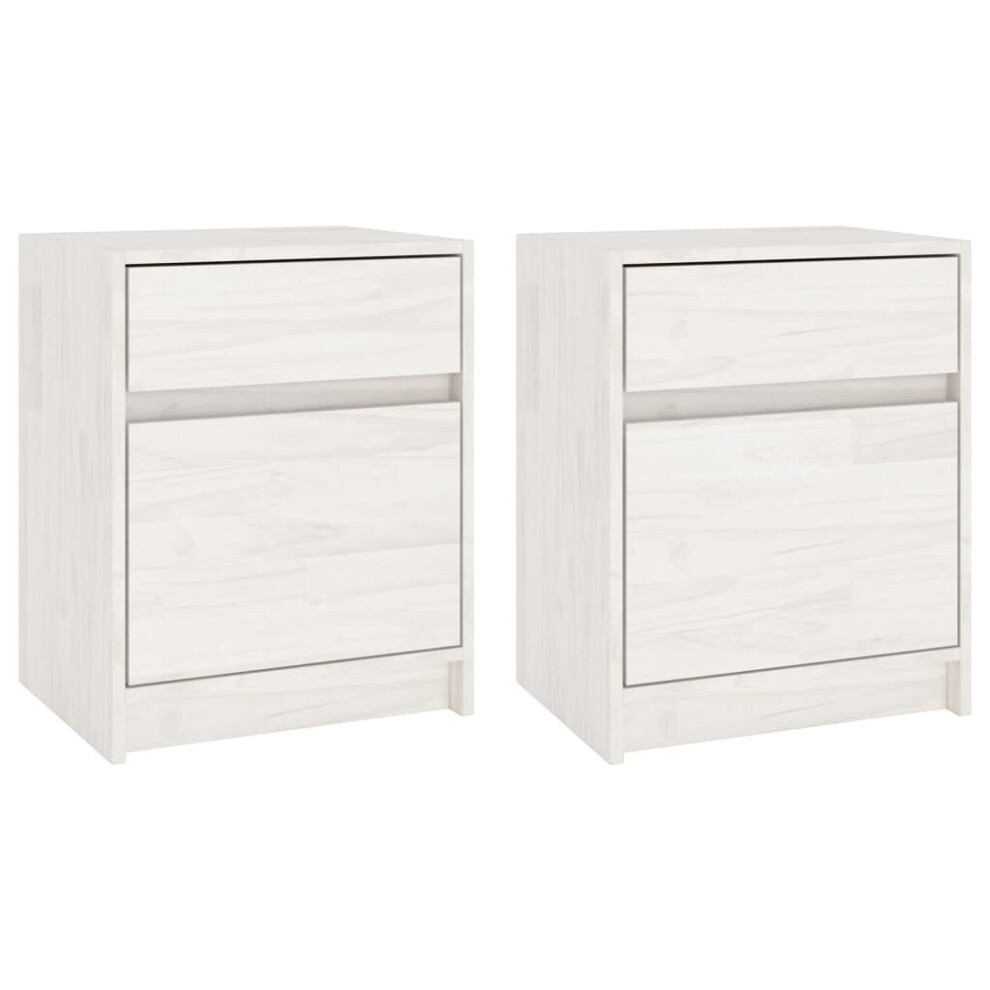 Vidaxl (White, 2) 1/2X Solid Pinewood Bedside Cabinet Wooden Bedside Table Multi Colours