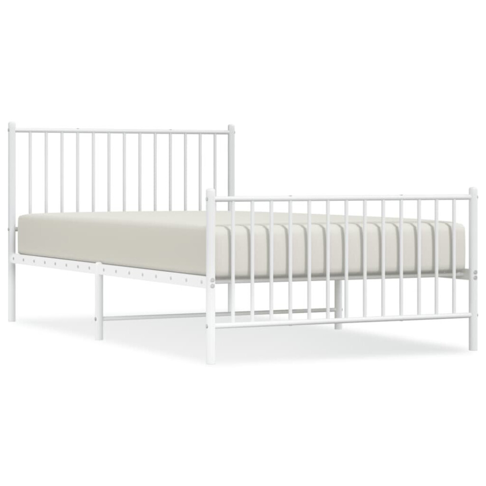 Vidaxl (207 X 112 X 90.5 Cm, With Headboard & Footboard) Metal Bed Frame With Headboard Bedroom Metal Platform Bed Base Bedstead