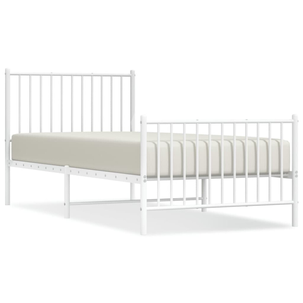 Vidaxl (207 X 95 X 90.5 Cm, With Headboard & Footboard) Metal Bed Frame With Headboard Bedroom Metal Platform Bed Base Bedstead