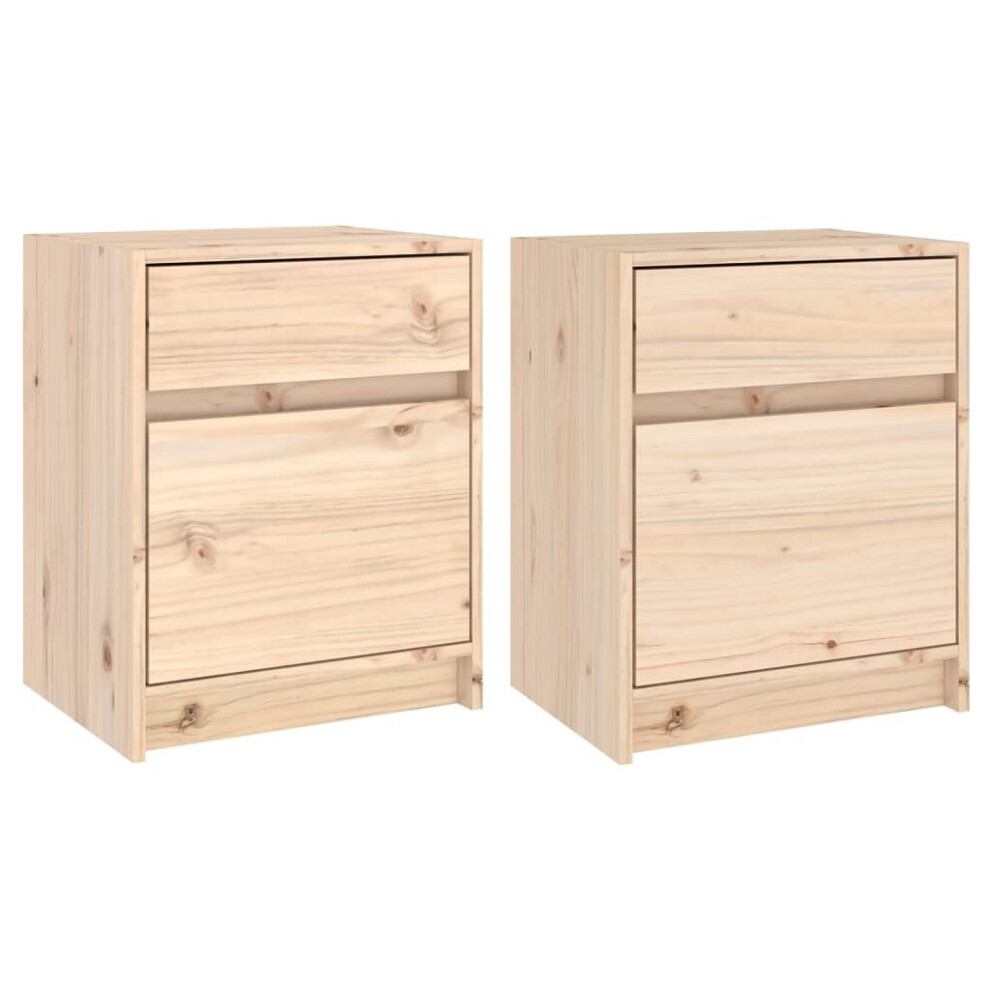 (light wood, 2) vidaXL 1/2x Solid Pinewood Bedside Cabinet Wooden Bedside Table Multi Colours