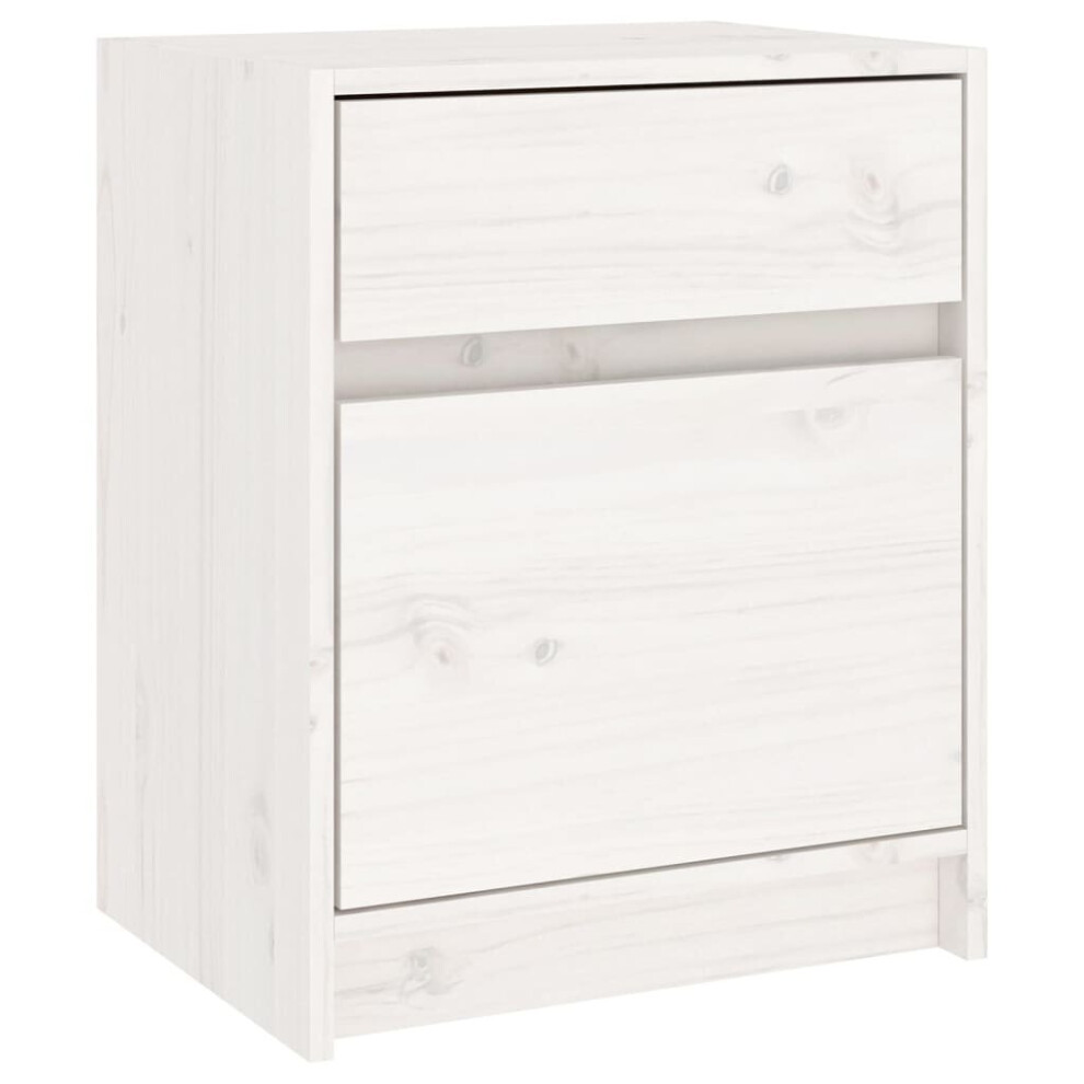 (white, 1) vidaXL 1/2x Solid Pinewood Bedside Cabinet Wooden Bedside Table Multi Colours