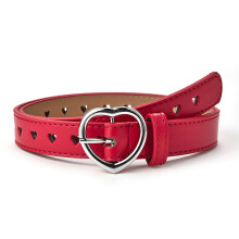 Children Faux Leather Belt Kids Peach Heart Buckle Belts Girls Waist Belt