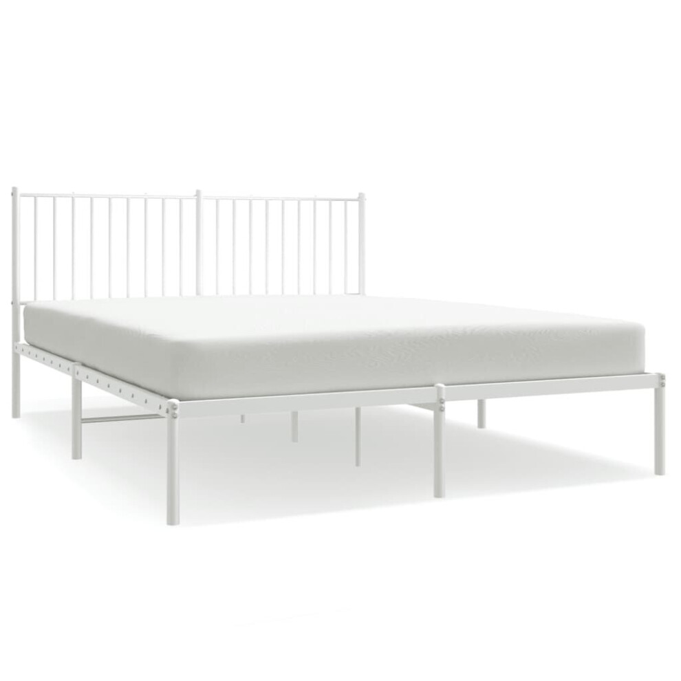 Vidaxl (207 X 166 X 90.5 Cm, With Headboard) Metal Bed Frame With Headboard Bedroom Metal Platform Bed Base Bedstead