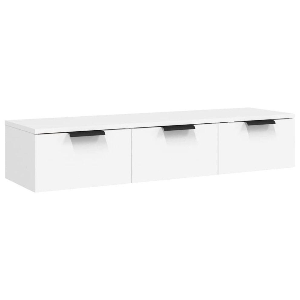 (White) vidaXL Wall Cabinet Floating TV Unit Media Cabinet Storage Engineered Wood