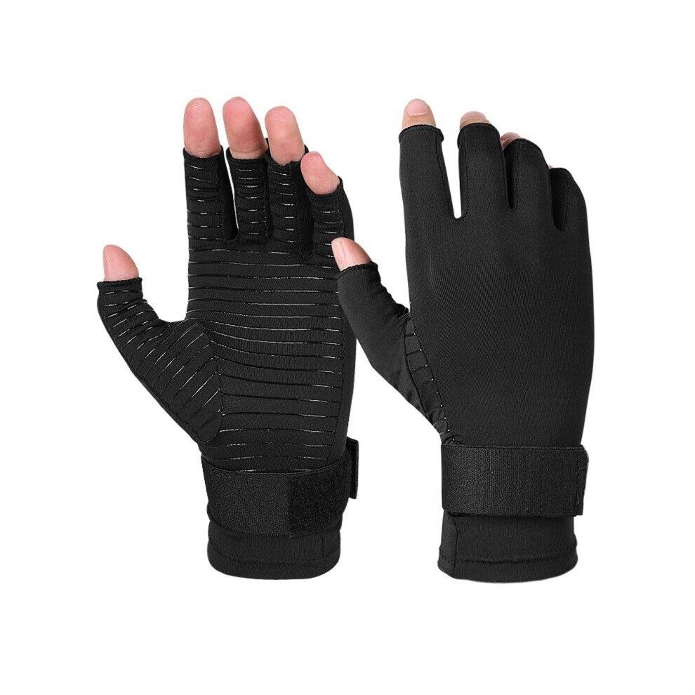Arthritis Half Finger Gloves Compression Copper Carpal Tunnel Gloves Fingerless Hand Support Pain Relief Gloves