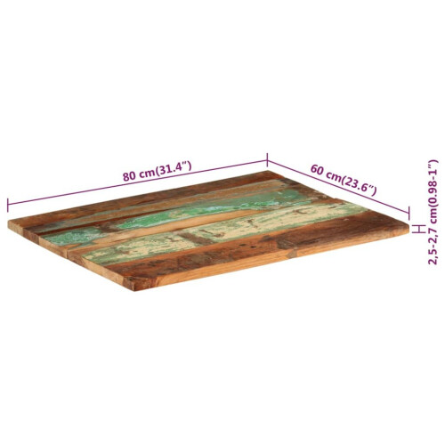 VidaXL vidaXL Rectangular Table Top 60x80cm 25-27mm Solid Reclaimed Wood Furniture 1