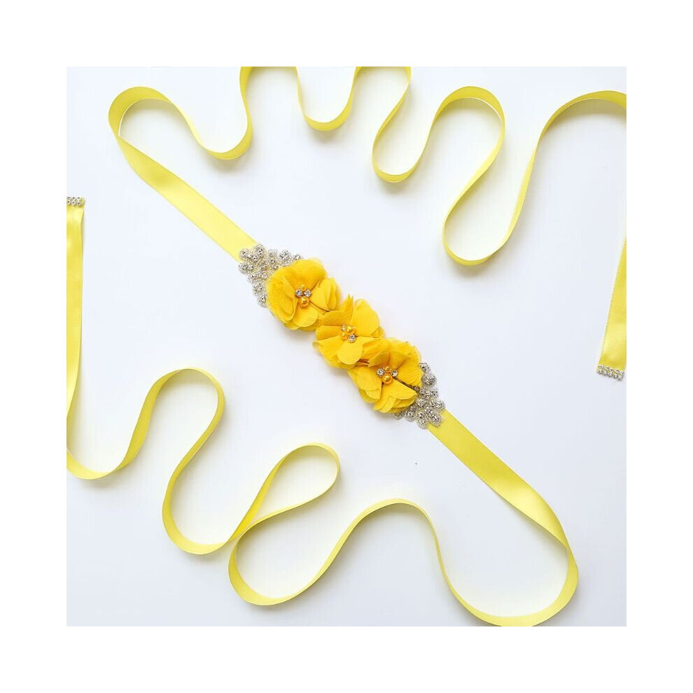 Nishine Shining Oval Rhinestone Women Sash Solid Hand Sewing Beads Flowers Maternity Belt Adjustable Waistband Girls-image-OPC-PBQSBKX-NEW