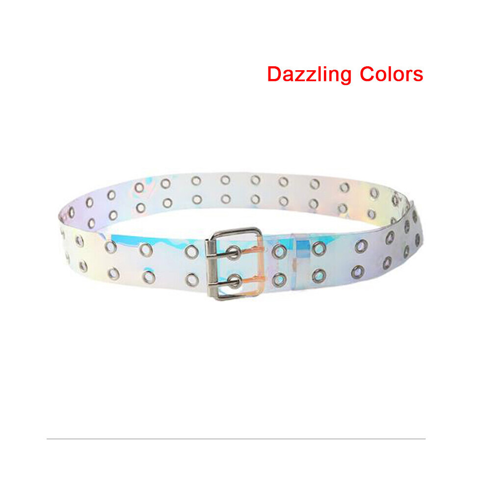 Two Row PVC Clear Belt For Women Pin Buckle Female Waist Trousers Transparent Belts Ladies Jeans Grommet Belt-image-OPC-PBQSBWH-NEW