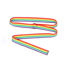 Parent-Child Belt Double Loop D-Shaped Buckle Rainbow Webbing Casual All-Match Female Long Decorative Belt