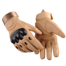 (Full Khaki White-XL) Army Tactical Finger Military Hard Knuckle Full Finger Gloves Airsoft Paintball Bicycle Shooting Protection PU Leather Men Glove