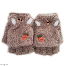 Baby Cartoon Radish Gloves Thicken Warm Boy Girl Five-finger Flip Half-finger Soft Children Warm Finger Autumn Winter