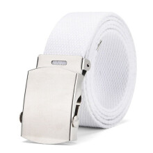 (white-100cm) High Canvas Belt Unisex Strap Tactical Military Canvas Waistband Outdoor Training Belt Metal Buckle Belts 3.8wide