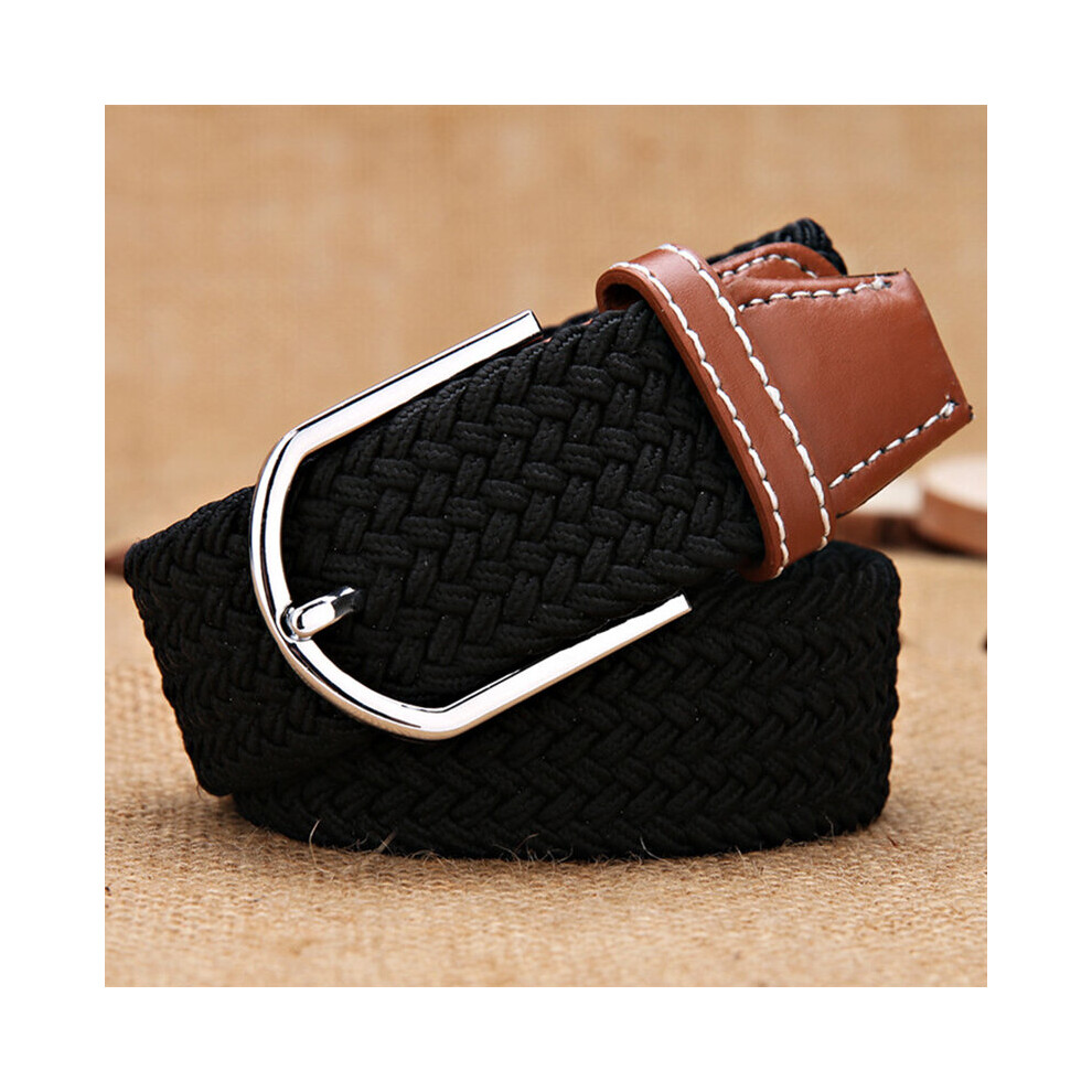 Men Women Elastic Stretch Belts One Size Casual Knitted Pin Buckle Belt Woven Canvas Webbing Jeans Belt-image-OPC-PBQS8F5-NEW
