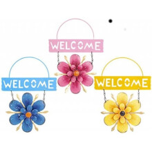 Bright Colourful Metal Welcome Flower Garden Hanging Wall Decoration