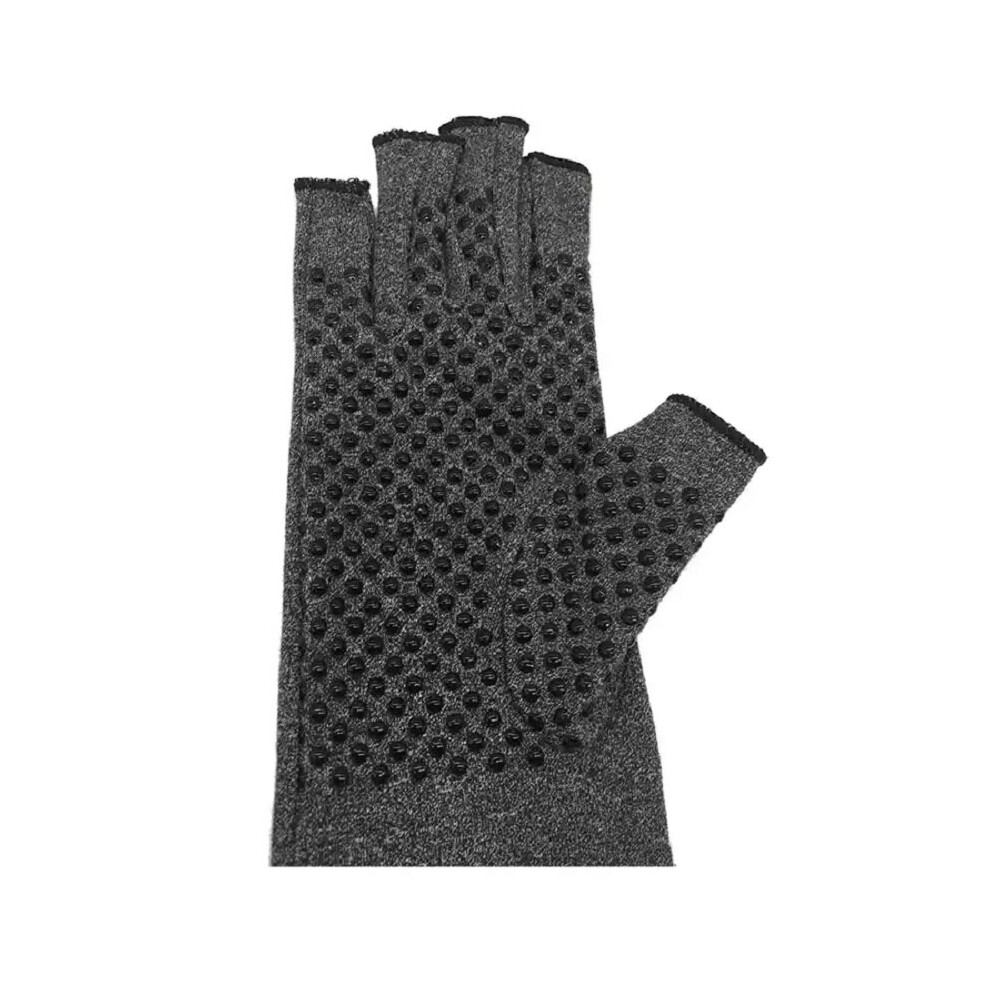 Grey (Gray-L) Compression Arthritis Gloves Health Care Rehabilitation Training Pain Relief Gloves Breathable Non-Slip Therapy Wristband