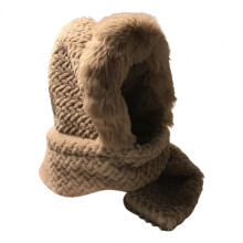 Cycling Scarf Hat Warm Anti-static Winter Hat Lady One-Piece Fluffy Scarf Hat