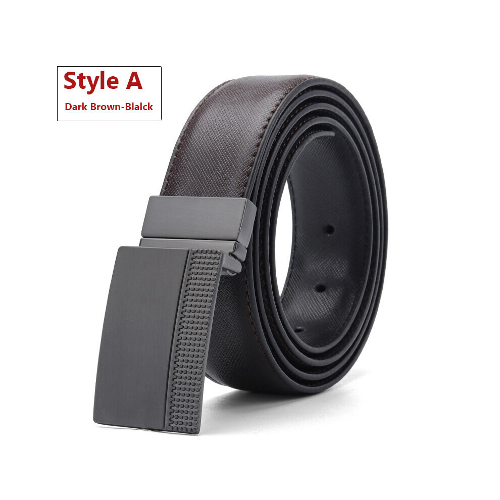 (Style A DBrown Black Black-110cm 38to41 Inch 110cm) Leather Belt Men Plate Reversible Buckle With Toothpick Pattern Business Dress Belts Dropship Sup-image-OPC-PBQSDCM-NEW