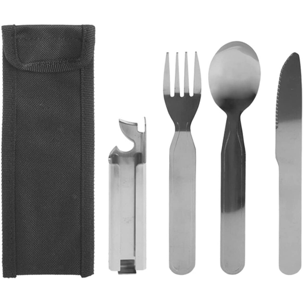 5 Piece Stainless Steel Camping Cutlery Set In Carry Pouch