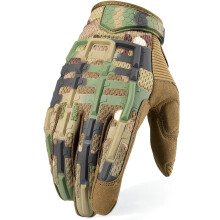(Full finger CP Blue-M) Tactical Military Full Finger Glove Army Multicam Camo Airsoft Shooting Mittens Cycling Paintball Fishing Driving Gear Men Women