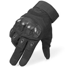 (Black-XL) Touch Screen Anti-Skid Tactical Rubber Hard Full Finger Gloves Military Army Paintball Airsoft Shooting Combat Work Gear Glove