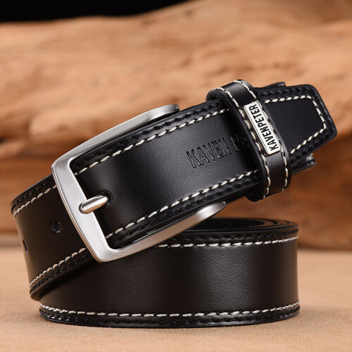 Black 110cm 36to39 Inch 110cm Cow Leather Belt For Men Casual Belts Pin Buckle Male Cowskin Belt High on OnBuy