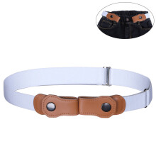 Solid Canvas Buckle-Free Belt For Kids Boys Girls PU Button Without Buckle Adjustable Elastic Children's Belts