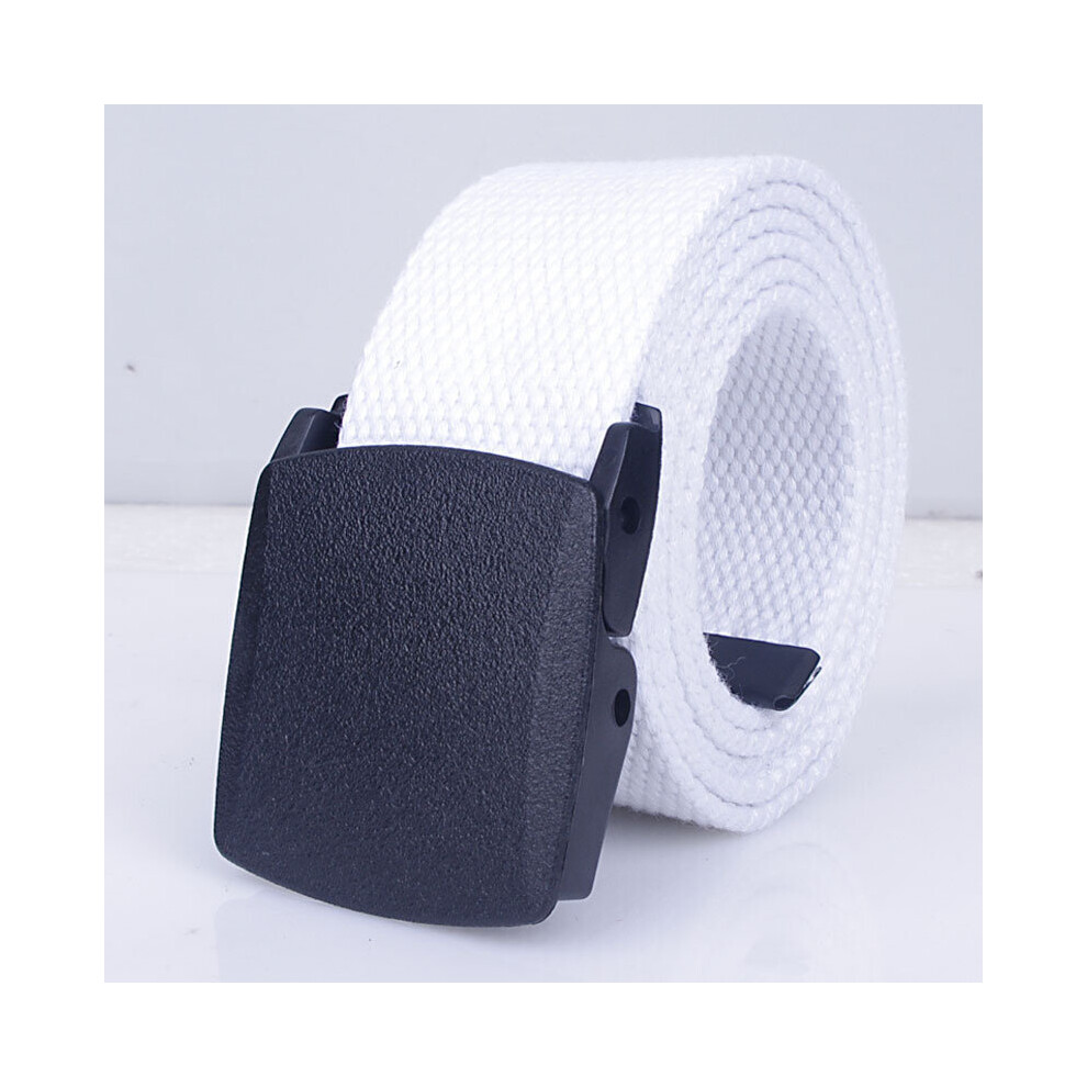 (white-140cm) Men Women Waist Belt male Casual Canvas female Belt Plastic Buckle Unisex Jeans Male Casual Waistband-image-OPC-PBQSJQB-NEW
