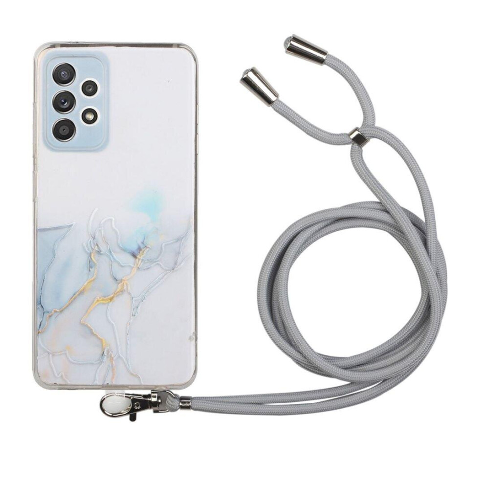 (gray) Galaxy S23 Ultra Case with Crossbody Lanyard, S23 Ultra Case Marble Cute Design Shockproof Soft TPU Bumper Cover