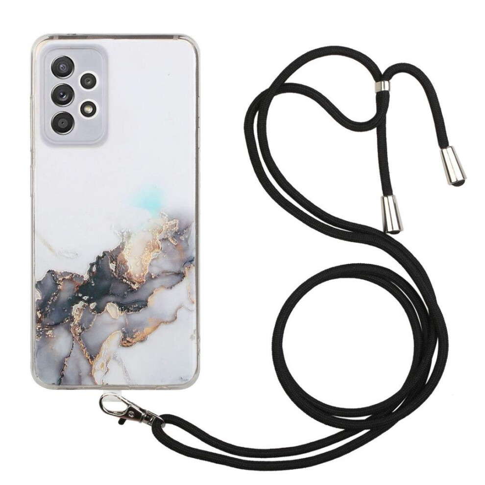 (black) Galaxy S23 Ultra Case with Crossbody Lanyard, S23 Ultra Case Marble Cute Design Shockproof Soft TPU Bumper Cover