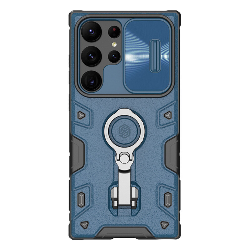 (blue) For Samsung Galaxy S23 Ultra Case Nillkin Camshield Armor Pro Slide Camera Protection Back Cover