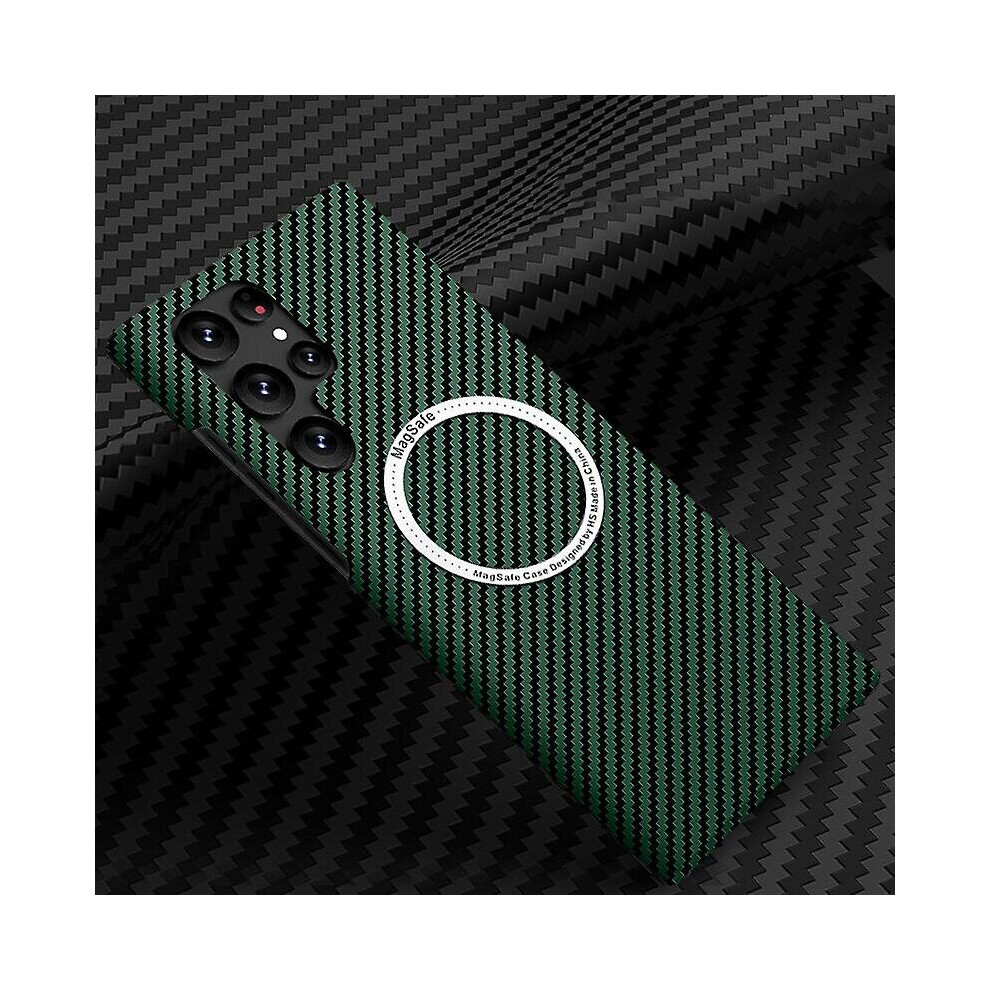 Photos - Case  Carbon Fibre Texture  for Samsung Galaxy S23 Ultra/ S23 Plus/ S23 For Magsafe Magnetic Wireless Chargin(for S23, green)